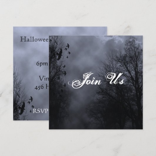 Blue Haunted Sky Custom Halloween Uitnodigingen (Voorkant / Achterkant)