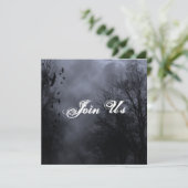 Blue Haunted Sky Custom Halloween Uitnodigingen (Staand voorkant)