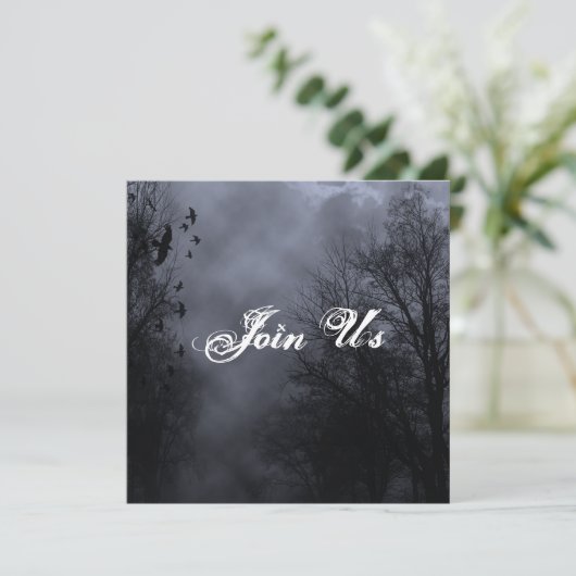 Blue Haunted Sky Custom Halloween Uitnodigingen (Staand voorkant)