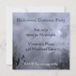 Blue Haunted Sky Custom Halloween Uitnodigingen