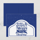 Blue Have Yourself A Merry Little Christmas Script Briefkaart (Voorkant / Achterkant)