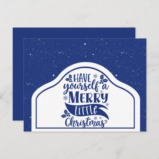 Blue Have Yourself A Merry Little Christmas Script Briefkaart (Voorkant / Achterkant)