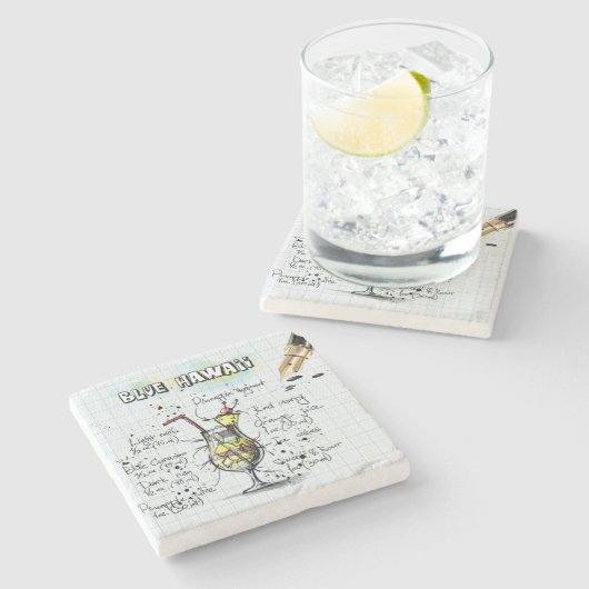 Blue Hawaï-Drink Stenen Onderzetter (Zijkant)