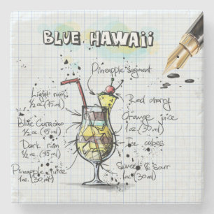Blue Hawaï-Drink Stenen Onderzetter