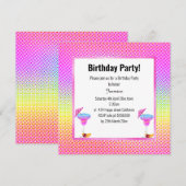 BLUE HAWAÏAN RAINBOW GEOMETRIC BIRTHDAY PARTY KAART (Voorkant / Achterkant)