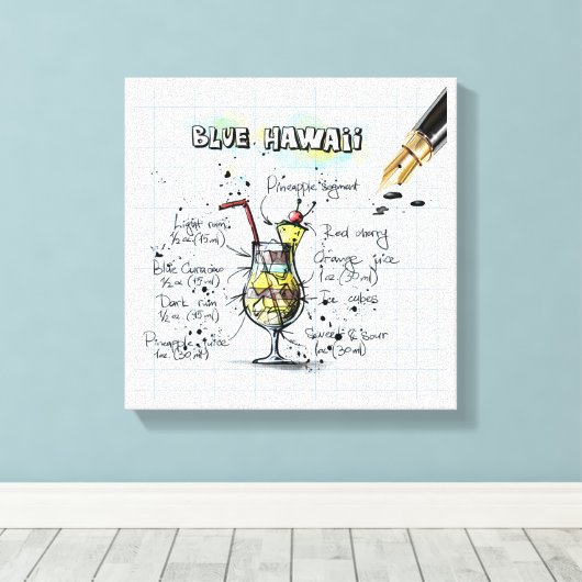 Blue Hawaii Canvas Afdruk (Insitu (Houten vloer))