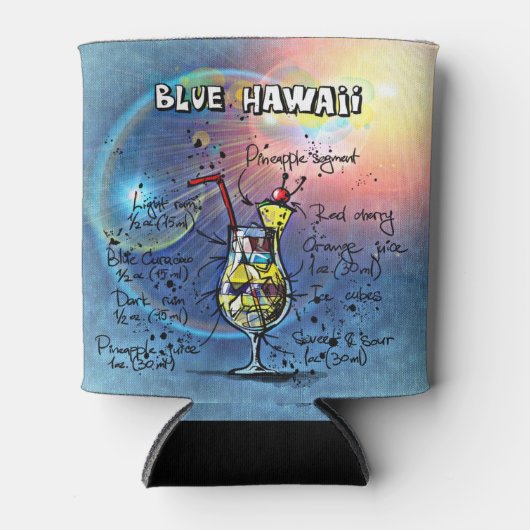 Blue Hawaii Cocktail (#1 van 12 Drink Recipe Set) Blikjeskoeler (Voorkant)