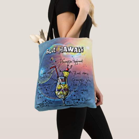 Blue Hawaii Cocktail (#1 van 12 Drink Recipe Set) Tote Bag (Dichtbij)