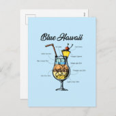 Blue Hawaii Cocktail Recept Feestdagenkaart (Voorkant / Achterkant)
