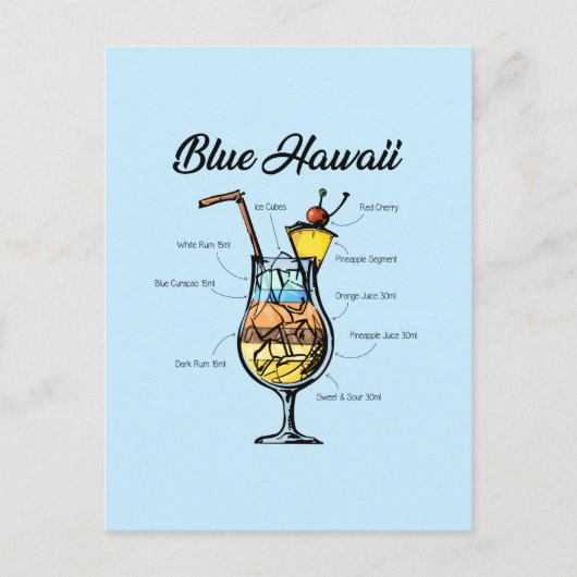 Blue Hawaii Cocktail Recept Feestdagenkaart (Voorkant)