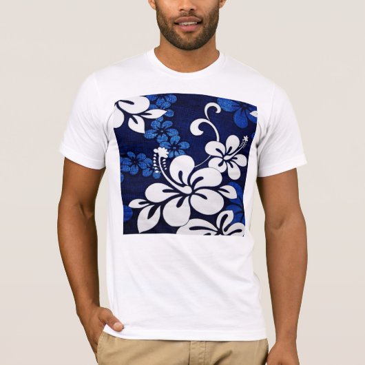 Blue Hawaii Flowers T-shirt (Voorkant)
