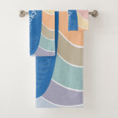 Blue Hawaii Surfboard on Pastel Waves Bad Handdoek (Insitu)