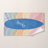 Blue Hawaii Surfboard on Pastel Waves Bad Handdoek (Handdoek)