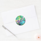 Blue Hawaii Tropical leaf bruiloft art Ronde Sticker (Envelop)