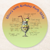 Blue Hawaii verjaardagsfeestje Ronde Kartonnen Onderzetter (Voorkant)