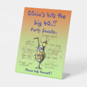 Blue Hawaii verjaardagsfeestje snacks Reclamebord Met Voetstuk (Voorkant)