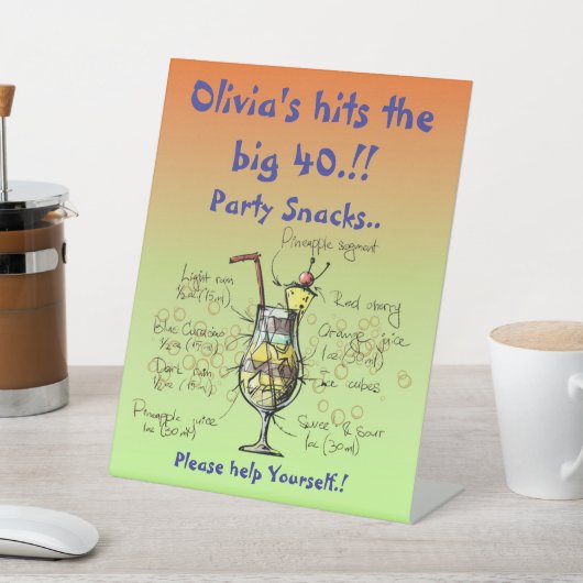 Blue Hawaii verjaardagsfeestje snacks Reclamebord Met Voetstuk (Insitu)