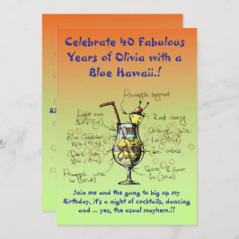 Blue Hawaii verjaardagsfeestje uitnodiging