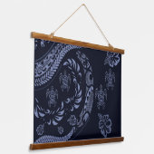 Blue Hawaiian Contemporary Tapa Hangend Wandkleed (Gebogen)