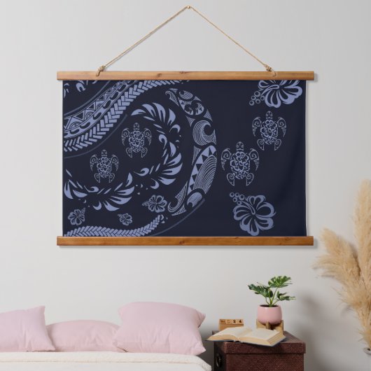 Blue Hawaiian Contemporary Tapa Hangend Wandkleed (Slaapkamer)