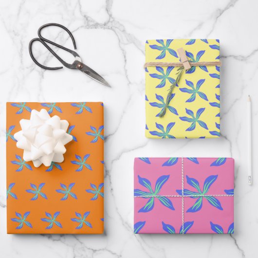 Blue Hawaiian Flowers Inpakpapier Vel (Voorkant)