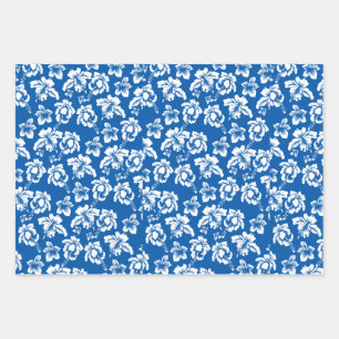 Blue Hawaiian Hibiscus Flowe Inpakpapier Vel