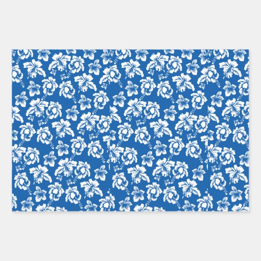 Blue Hawaiian Hibiscus Flowe Inpakpapier Vel (Voorkant)