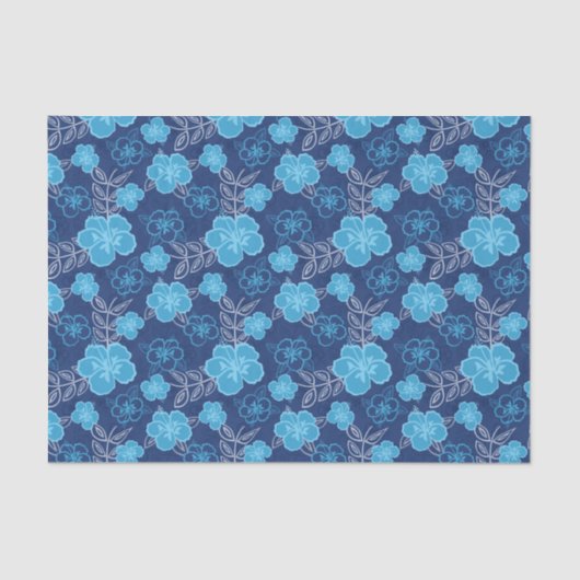 Blue Hawaiian Hibiscus Pattern Tissuepapier (Voorkant)