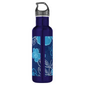 Blue Hawaiian Hibiscus Pattern Waterfles (Achterkant)