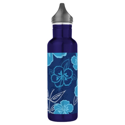 Blue Hawaiian Hibiscus Pattern Waterfles (Links)