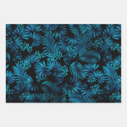 Blue Hawaiian Palms Gift Wrap Inpakpapier Vel (Voorkant 2)