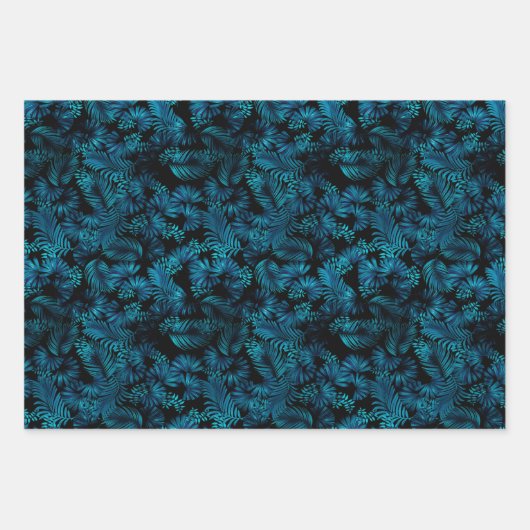 Blue Hawaiian Palms Gift Wrap Inpakpapier Vel (Voorkant)