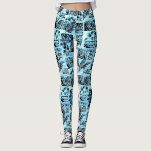 Blue Hawaiian print Aloha Spirit Leggings