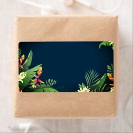 Blue Hawaiian Tropical Flowers Etiket