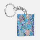 Blue Haze Bloemen Acryl Vierkant Sleutelhanger (Voorkant Links)