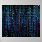 Blue HD Matrix Digital Rain Poster (Voorkant)