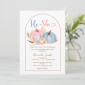 Blue He or She Boho Pink Pumpkin Geslacht Onthulli Kaart (Staand voorkant)