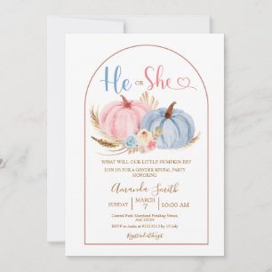 Blue He or She Boho Pink Pumpkin Geslacht Onthulli Kaart