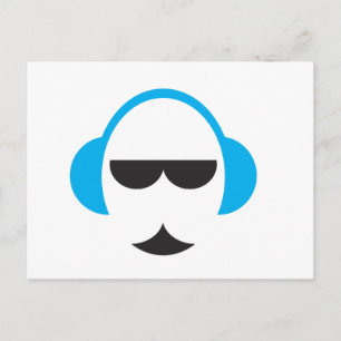 Blue Headphones Briefkaart