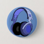 Blue Headphones Digital Art Badge Ronde Button 5,7 Cm (Voorkant)