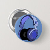 Blue Headphones Digital Art Badge Ronde Button 5,7 Cm (Voorkant /achterkant)