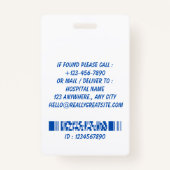 Blue Healthcare Worker Photo ID Badge (Achterkant)