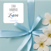 Blue Heart 100% Handmade with Love Quote Ronde Sticker