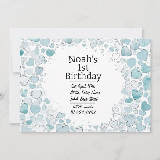 Blue Heart - Aangepersonaliseerde uitnodiging voor (Voorkant)