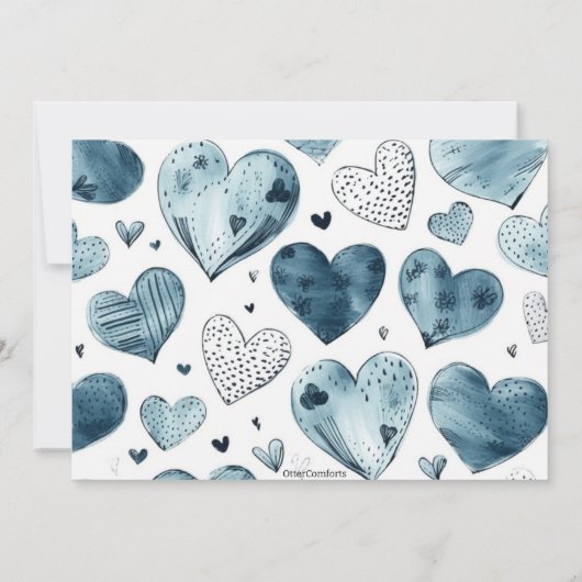 Blue Heart - Aangepersonaliseerde uitnodiging voor (Achterkant)