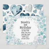 Blue Heart - Aangepersonaliseerde uitnodiging voor (Voorkant / Achterkant)