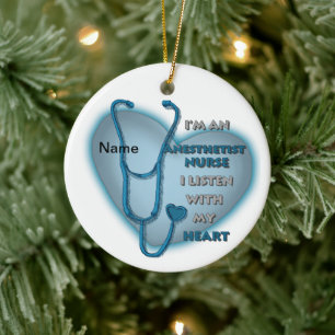 Blue Heart Anesthetist Nurse ornament