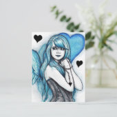 Blue Heart Angel Gothic Fantasy Postcard Briefkaart (Staand voorkant)