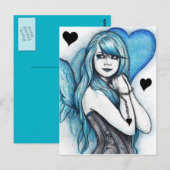 Blue Heart Angel Gothic Fantasy Postcard Briefkaart (Voorkant / Achterkant)