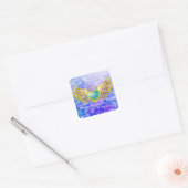 Blue Heart Angel Wings met DANK U 31 talen Vierkante Sticker (Envelop)